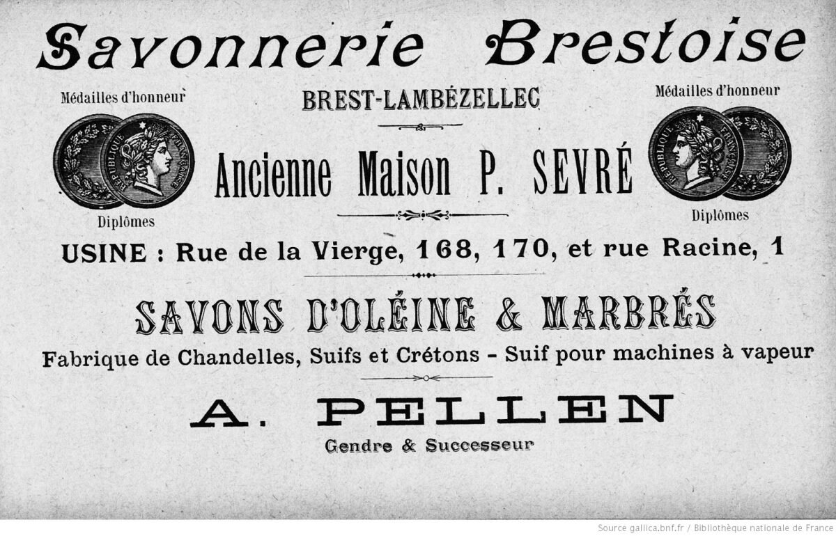 Lire la suite à propos de l’article Savonnerie Brestoise – A. PELLEN – Est-ce un de mes ancêtres ?