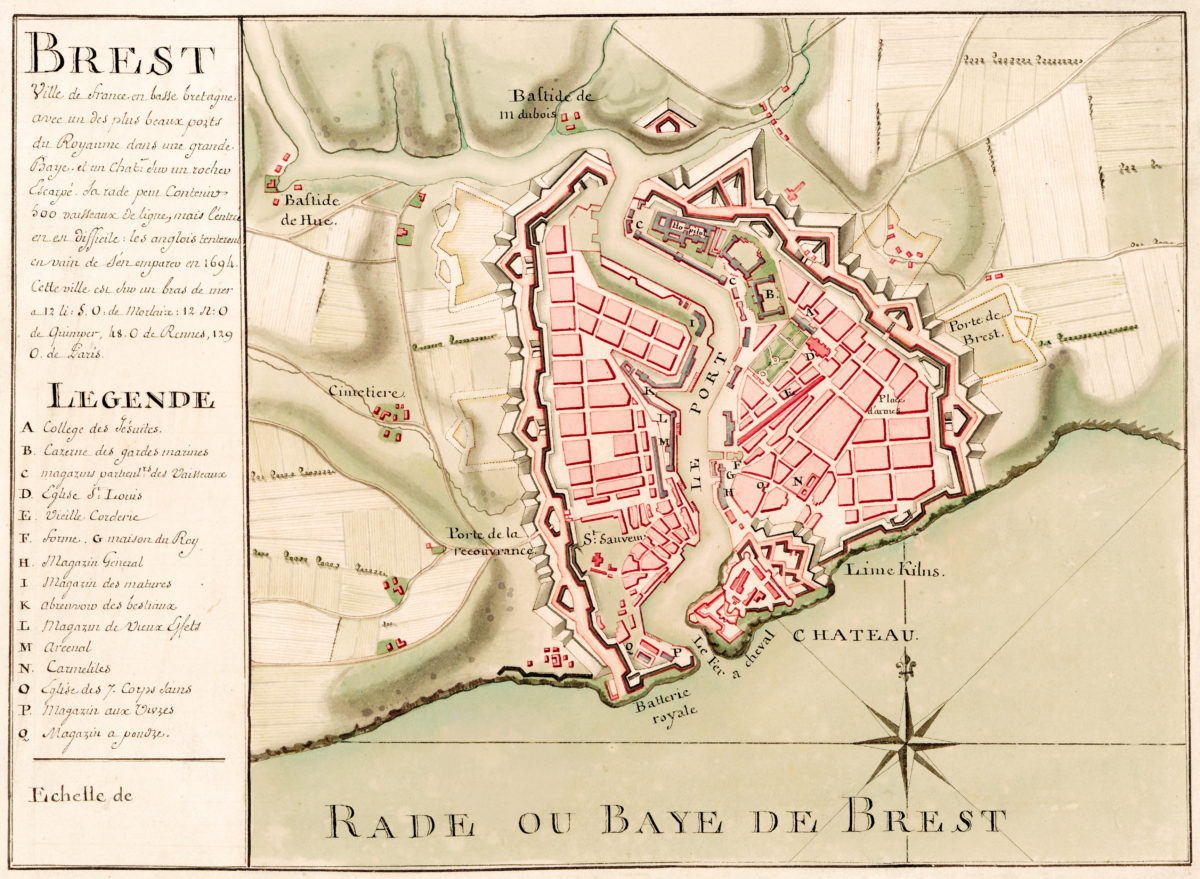 Carte de Brest vers 1700