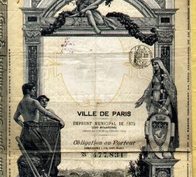 Obligation emprunt ville paris 1875