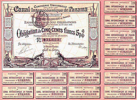 Obligation du canal de l'isthme de Panama 1883